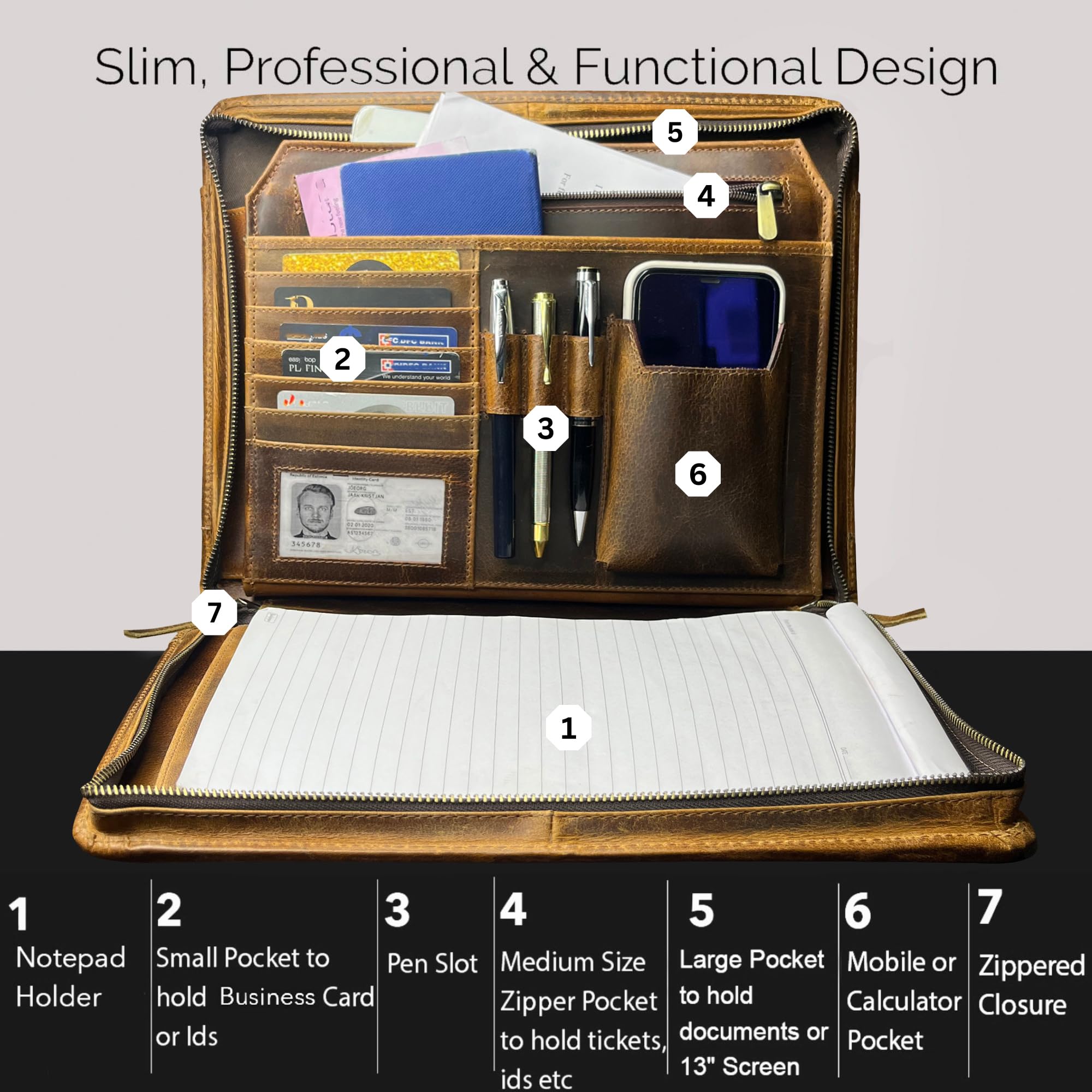 レザービジネスiPadジッパーフォルダー多機能会議ドキュメントホルダーオフィス Amazon | レザービジネスiPadジッパーフォルダー多機能会議